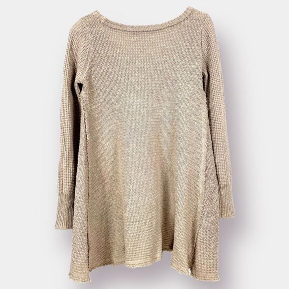 NEW Anthropologie Ruby Moon Tan Tunic Sweater Hi-Lo Waffle Size Small - Picture 3 of 5